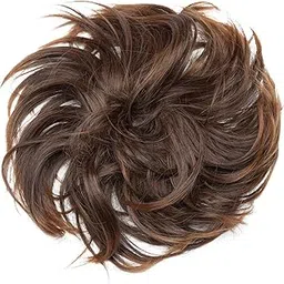 OSEN Synthetic Elastic Rubber Band Juda Hairpiece Ponytails Messy Hair Bun Extensions for Women Girls (8 Inch, Dark Brown) – Pack of 1 Piece-image-32