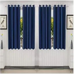 Parda Sansar Polyresin Solid Window Curtain, 5 Feet, Navy Blue, Pack of 4-picture-14