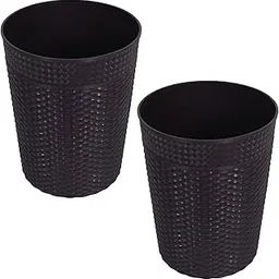 Kuber Industries Dustbin|Plastic Dustbin|Dustbins for Kitchen|Dustbin For Bedroom,Hall|Dustbin For office|10 Litre Dustbin|Pack of 2 (Brown) image 1