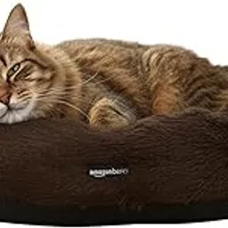 amazon basics Faux Fur Donut Pet Bed |Small (50 x 50 x 12 cm) | Color -Brown | Reversible, Washable, Cozy Mat for Cats & Dogs-picture-26