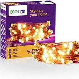 EcoLink Dazzel 10 Meter USB LED Copper String Light | Festival LED String Light for Diwali, Christams, Festivals and Home Decoration | Warm White, Pack of 1-picture-21