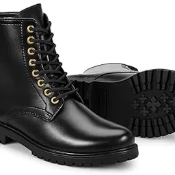 Height Increasing Shoes Pure Leather Black Elevator High Ankle Lace-up Boots with Guaranteed 3 Inch Height Incease (1.25 Inches Outer Sole and 1.75 Invisible Insole)-image-4