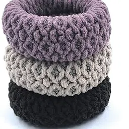 fairytale Thick Soft Stretchable Elastic Hair Rubber Band Ponytail Holder Hair Accessorie for Girls and Womens.Pack of 3 (Multi-Colour)-picture-31