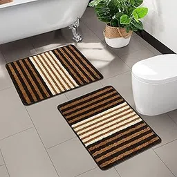 Kuber Industries Pack of 2 Anti-Skid Water-Absorbent Door Mats for Home | 16x24 Inch Durable Main Entrance Footmats for Bathroom, Living Room & Office | Micro Pearl Lining - Brown-picture-20