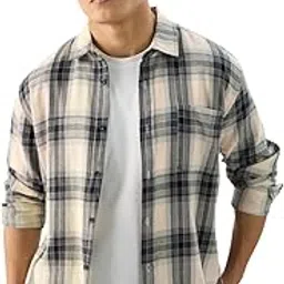the souled store Plaid: Waffle Black Men and Boys Long Sleeve Collared Neck Button Front Regular Fit Cotton Shirts-picture-19