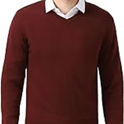 Men's Acrylic V-Neck Sweater (PCSWSRGPC98590_Maroon-image-51