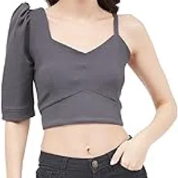 kibo Casual Women's Solid Polyester V Neck Top Light Grey-picture-12