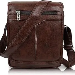 Stylish PU Leather Sling Cross Body Travel Office Messenger One Side Sling Bag Trendy Fashionable Shoulder Side Slingbag For Men-image-9