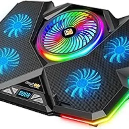 Cosmic Byte Cyclone RGB Laptop Cooling Pad with 5 Fan, Adjustable Speed, USB Hub (Black/Blue)-picture-32