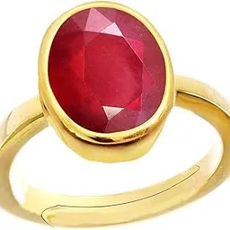 Natural Ruby Stone Manik Ring Adjustable Panchdhatu Ring Gemstone Gold Plated Ring ruby/manik Ring (6.00 Carat) For Men's/Women's-image-56