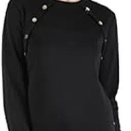 Women Black Cotton Blend Solid Sweatshirt-image-21