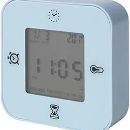 Ikea Plastic Table Clock With Thermometer, Alarm, Timer (Depth : 3 Cm, Width : 7 Cm, Height :7 Cm , Blue), Pack of 1 image 1