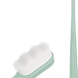YTM Micro Nano Toothbrushes, 1 Pcs Extra Soft Toothbrush with 10000 Ultra Soft Floss Black Wave Bristles Manual Toothbrush for Adults Kids Sensitive Gums (Green)-image-2
