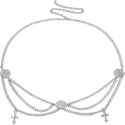mht by mohit Flower Plate Waist Chain | Retro Metal Waist Chain for Women and Girls-picture-11