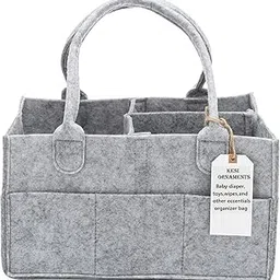 KESI ORNAMENTS Baby Diaper Organizer, Portable Nappies Organizer Nursery Storage Basket, Diaper Bag Tote with Changeable Compartments, Baby Storage Basket for Car Travel, Diaper Storage Bin(Grey)-picture-10