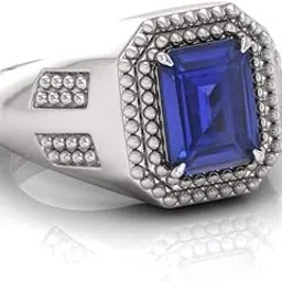 7.25 Ratti Blue Sapphire Original Stone Adjustable Ring For Men And Women With Lab Certified B12-image-1