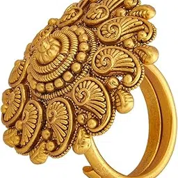Fashion Jewellery Gold Polished Copper Antique Adjustable Finger ring, Best for Casual Wear & Special Occasion - 447885-image-19