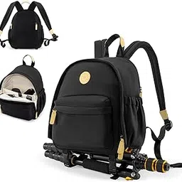 Cwatcun Camera Backpack Bag Small，Fashion DSLR Camera Bag with Tripod Strap Laptop Compartment and Removable Padded Dividers-image-16