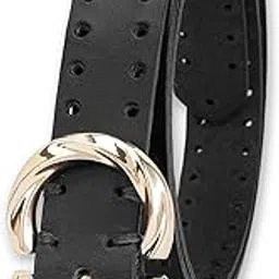 figurati mod Women's Stylish 25mm Genuine Leather Belt Pin Hole - Premium Slim Strap with Round Buckle | Ideal for Office, Travel, Formal | Fits Upto 44" image 1