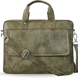 TGK 13 inch Genuine Leather Men Women Unisex Tablet iPad Laptop MacBook Shoulder Messenger Office Bag, Asparagus- Green-picture-19