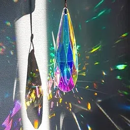 H&D HYALINE & DORA 120mm Hanging Window Crystal Teardrop Prism, Suncatcher Crystal Light Catcher, Glass Hanging Ornaments, Rainbow Maker Pendant Decoration-picture-26
