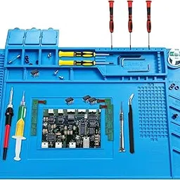 Akeoil Premium Heat Resistant Solder Pad, Large Anti-static Magnetic Silicone Mat for Cell Phone, Computer and Electronic Repairs, 17.7"x11.8", Blue-picture-53