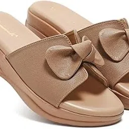 charmwalk Elegant Peach white and Beige Platform sandals for Women | Classy & Comfortable for Formal Events-picture-37