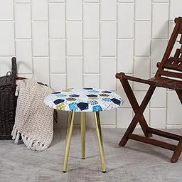 Rugsxerry Furniture Ottoman Stool for Living Room | Metal Pouffes for Sitting Ottoman | Foot Rest Ottoman Stools | Make up Dressing Side Table, Metal Coffee Table 18x18x16 Inch, White Crystal-image-44