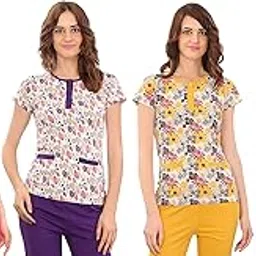 zebu Women's Cotton Printed Top (Medium) - Pack of 4-picture-33