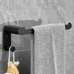 Plantex Space Aluminum Towel Hanger for Wash Basin/Towel Ring for Bathroom/Hand Towel Holder with Hooks/Bathroom Accessories (Rich Black)-image-76
