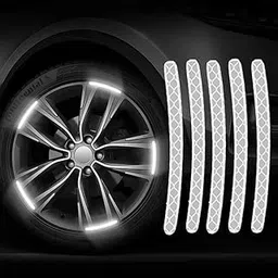 Colorsole® (Silver) (20PCS) Night Reflective Car Bike & Bicycle Rim Reflectors, Safety Warning Stripe Decals Stickers Decoration Compatible with Tata Nexon-picture-10