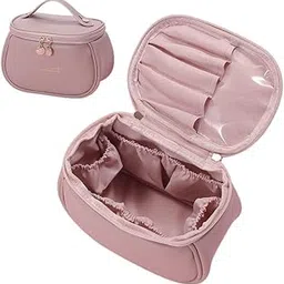 Homaxa Travel Makeup Bag, Portable Waterproof Toiletries Storage Bag with Handle, Makeup Brush, Lipstick, Perfume Multifunctional, Cosmetic Bag, Large Capacity Portable Makeup Organizer | Pink-picture-20