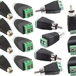 ( 16 Pieces : 8 x RCA Male to 2 Ports Terminal Plug + 8 x RCA Female to 2 Ports Terminal Plug ; RCA to Speaker Wire Adapter, RCA to AV Screw Terminal Connector Phono RCA Male Female Plug-image-82