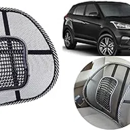 Auto Kite - Mesh Ventilation Car Seat Back Rest Cushion pad with Elastic Belt Support Black for - Creta 2019-picture-35