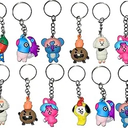 ARTLABEL Cute Cartoon Theme Keyring KeyChains For Kids Boys Girls & Children Best for Birthday Return Gifts (BT-Pack of 12) image 1