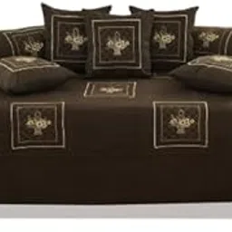 SR Trading Royal Tokri 8 Pcs Diwan Set Premium Cotton Sofa Set with 5 Cushion Covers (16x16 Inch), 2 Bolster Covers (16x32 Inch),1 Diwan Bedsheet (60x90 Inch) Traditional Living Room (Brown)-picture-16