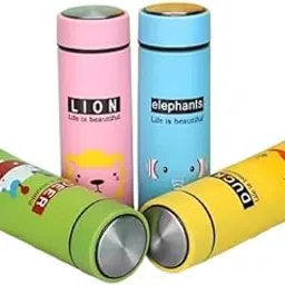 Cute Animal Design Insulated Water Bottle, Double-Wall Stainless Steel, Pink, Blue, Yellow, Green-picture-28