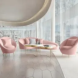 Fine Wood Art - Modern Nordic Velvet Sofa Set, Curved Back 3 Seater 1+1 Sofa for Seatings 5-6, in Gold Metal Legs for Living Room, Bedroom, Hallways (Ashrose)-image-98