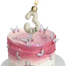 Wanna Party Metallic White Number Candle 3 with Golden Hat & Silver Bow, Numerical Candle for Birthday Cake, Anniversary, Birthday Cake Candle I Cake Toppers for Birthday Cake Decoration-picture-11