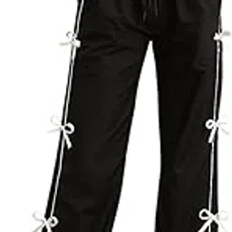 Straight fit Lower with Cute Bows on Both Side for Girls, Blcak Colour Trouser Pant Super Comfortable, Casual wear etc (in, Alpha, L, Regular) Dark Grey-picture-53