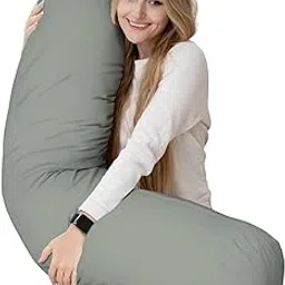 viewstar Oversized Body Pillow, 54 x 14 inch Cylinder Support Pillow, White Polyester Filling, Multi-Purpose Maternity and Pregnancy Pillow (Grey)-picture-13