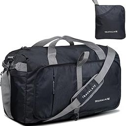 travalate 50L Foldable Travel Polyester Duffle Bag With Separate Shoe Compartment And Adjustable Shoulder Strap| Water And Tear Resistant Overnight Bag For Men & Women Black, 25.4 Cm-picture-1