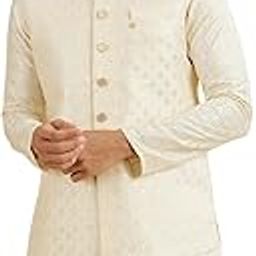 manyavar Men's Art Silk Diamond Pattern Nehru Jacket (1pc)-picture-28