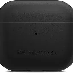 Dailyobject Leatherite AirPods Case Cover Compatible with Apple AirPods 4 | Durable Leatherite Material | Shock Resistant & Lightweight | Compatible Wireless Charging | Stylish Design - (Black)-picture-30