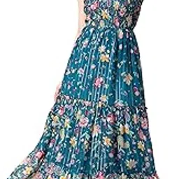 Floral Printed Smocked Tiered Dress | Maxi Dress with Square Neck for Women-image-40