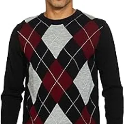 amazon brand - symbol Men Acrylic LS Argyle Pattern Sweater Pullover-picture-14