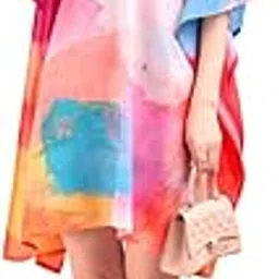 Women's Printed V-Neck Flared Sleeves Short Kaftan Kurti JKK_104 Multicolour-image-64