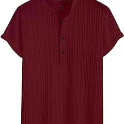 deelmo Men's Polyster Kurta with Mandarin Collar, Half Placket Buttons, Front Pocket | Half Sleeves | Soft & Breathable Fabric-picture-29