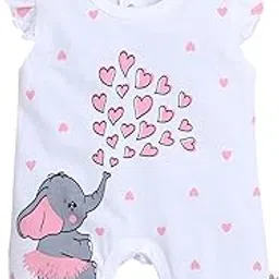 bumzee White Girls Half Sleeves Thigh Length Romper (Peb9039)-picture-14