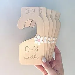 Haoser 8 Pcs Wooden Baby Closet Dividers for Baby Girl – Floral Nursery Organizer for Clothes – 6 Inch, – Newborn to 24 Months-picture-46